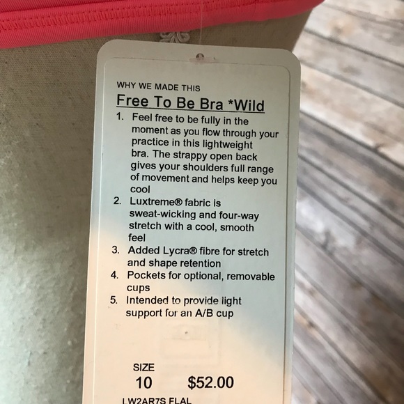 NWT FLAL LULULEMON FREE TO BE BRA WILD FLASH LIGHT - Picture 4 of 7